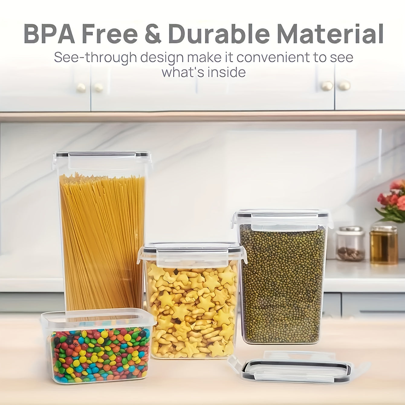 24pcs Large Capacity Airtight Food Storage Containers with Lids - BPA-Free, Dishwasher Safe, Labeled, and Marked - Perfect for Organizing and Storing Dry Food, Grains, Pasta, Flour, Sugar, and Lactose-Free Products