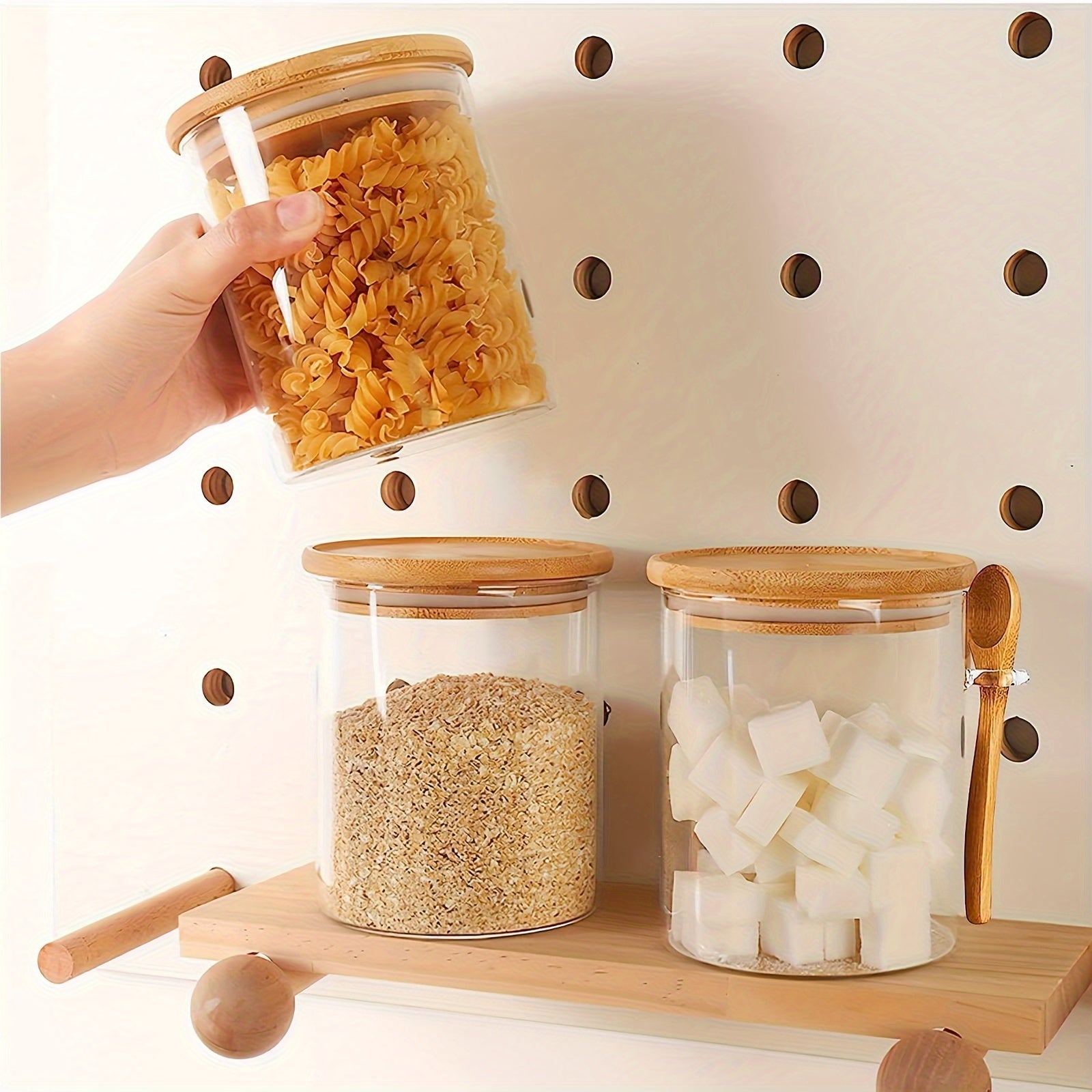 8pcs Glass Food Storage Jars with spoons