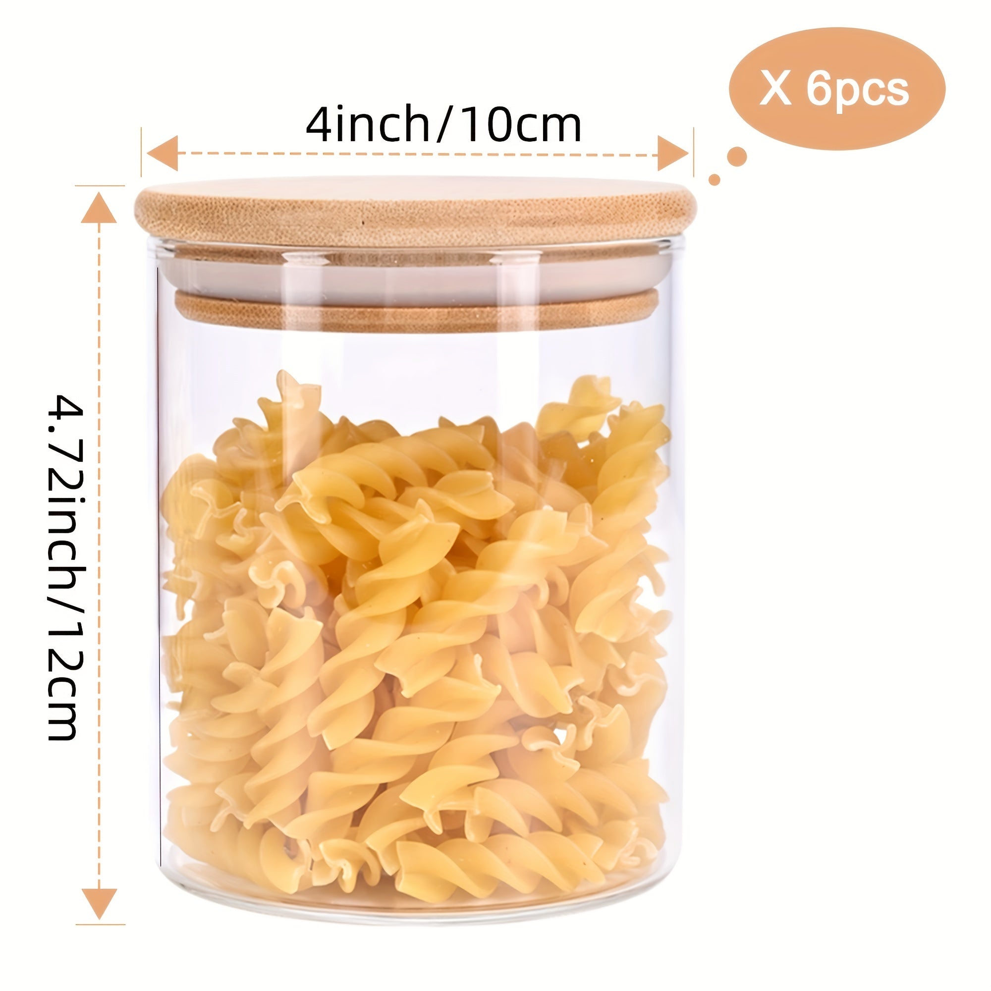 6 PCS Glass Jars with Bamboo Lids