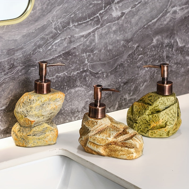 Vintage Stone Design Soap Dispenser Bottle - Refillable, Pump-Action for Lotion, Shower Gel, Shampoo, Conditioner - Ideal for Bathroom, Hotel