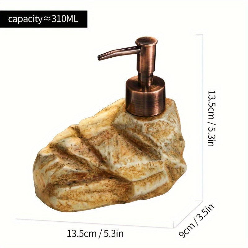 Vintage Stone Design Soap Dispenser Bottle - Refillable, Pump-Action for Lotion, Shower Gel, Shampoo, Conditioner - Ideal for Bathroom, Hotel