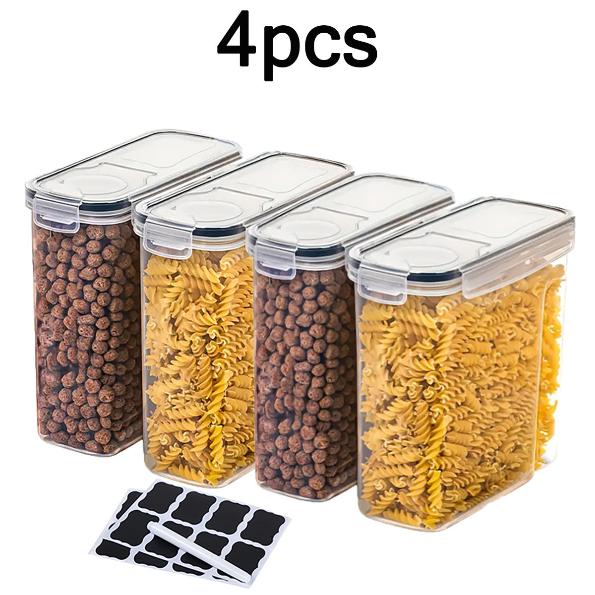 4pcs Air-tight Food Storage Containers with Labels