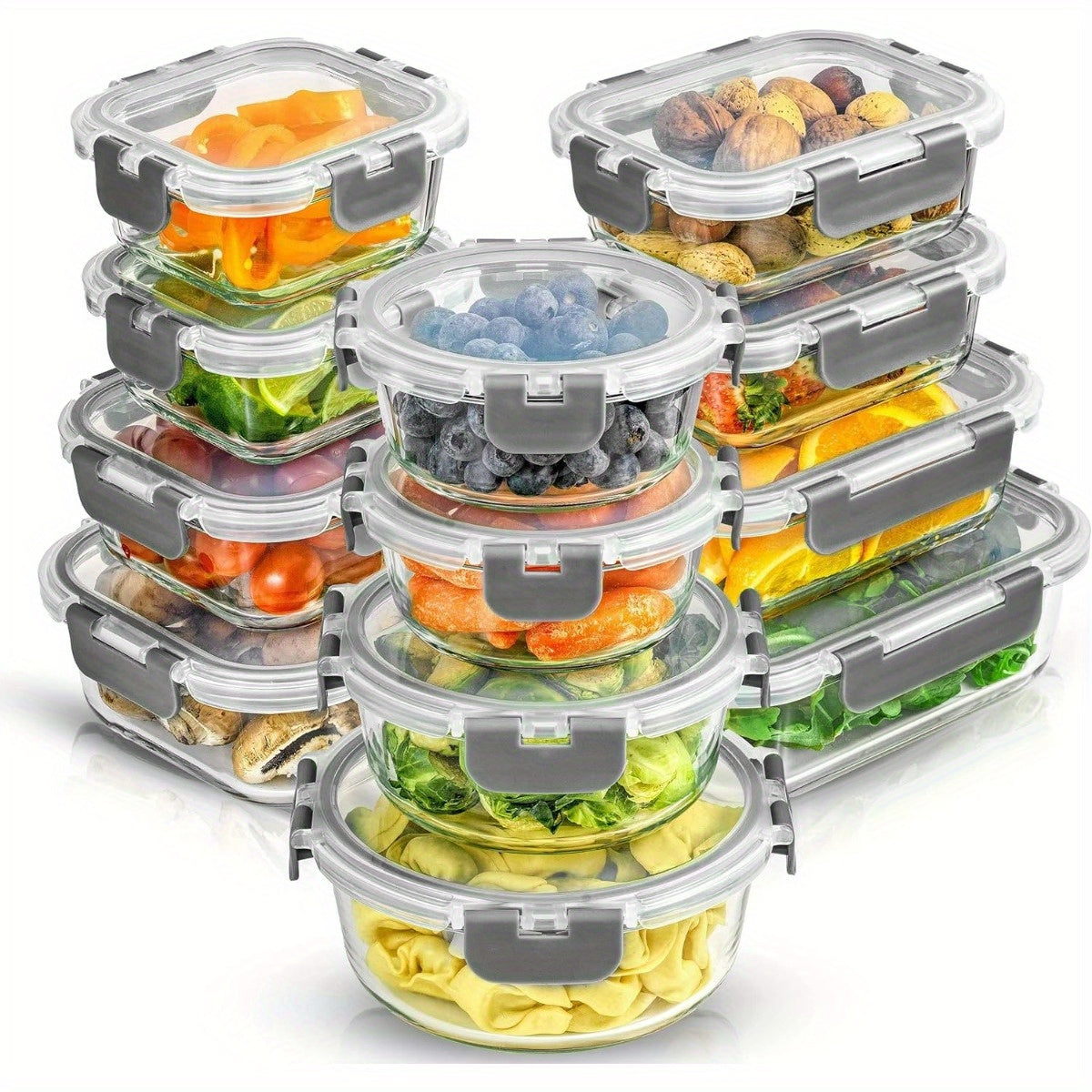 24pc Borosilicate Glass Storage Containers with Lids