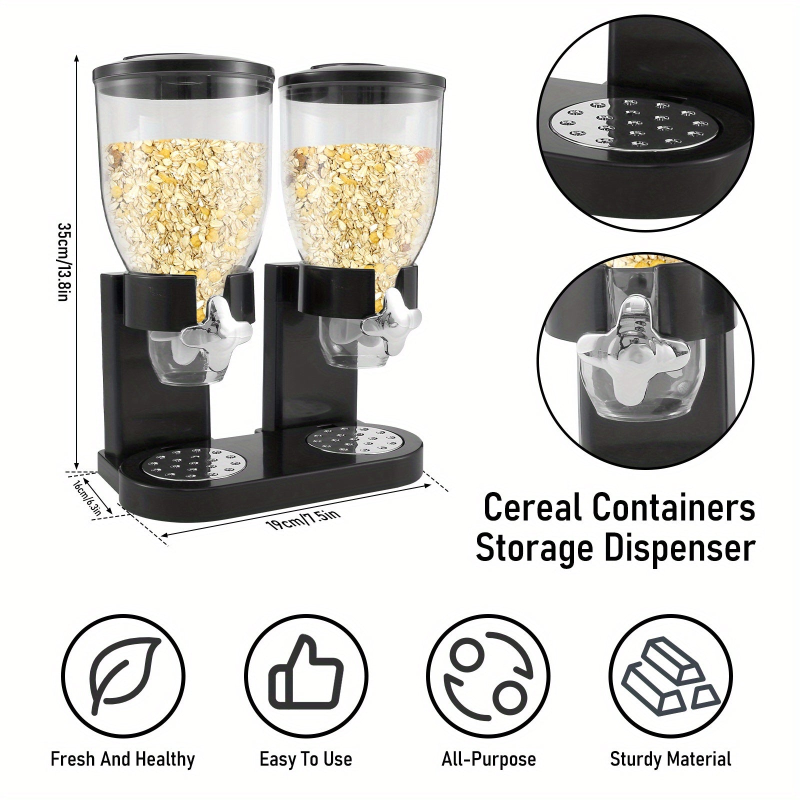 1pc Large Capacity Food Storage Dispenser, Storage Containers, Oatmeal Nuts Candy Dispenser Jars, Kitchen Cereal Storage Containers