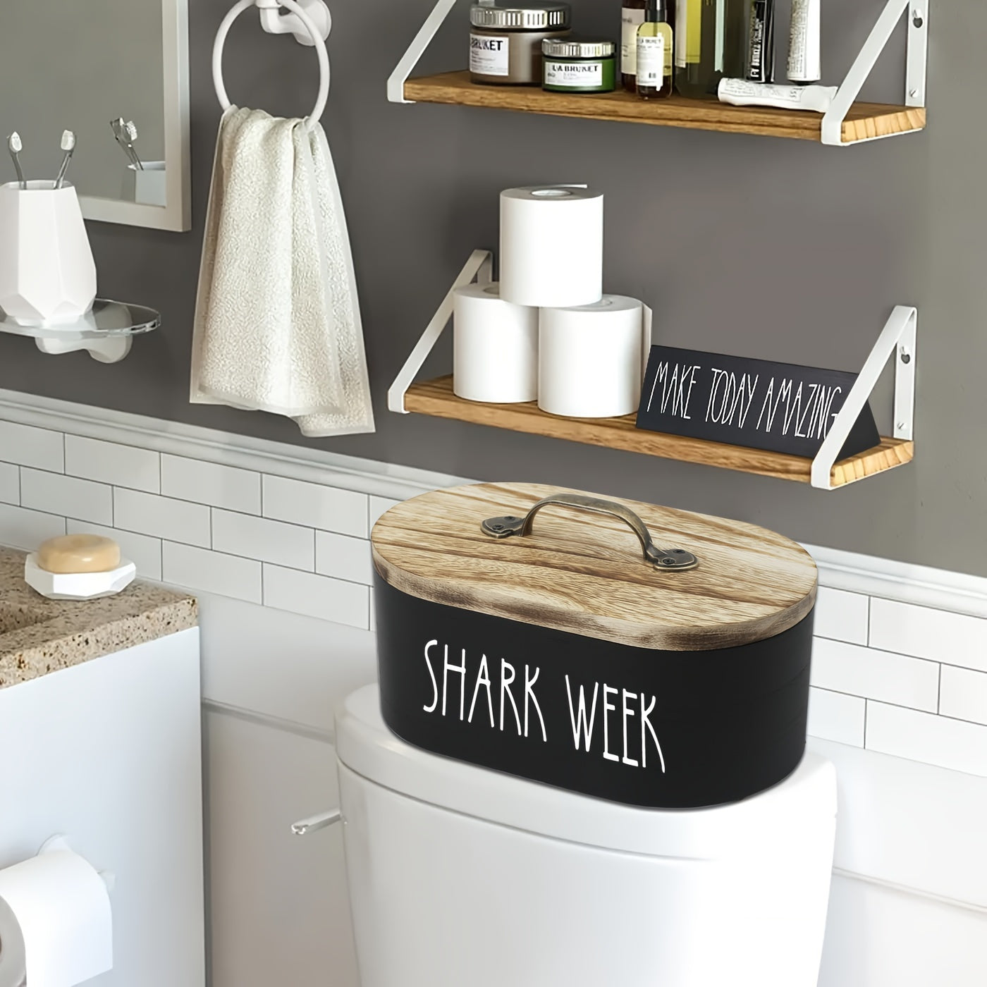 WONGIRL Rustic Wooden sanitary/period Storage Box with Lid