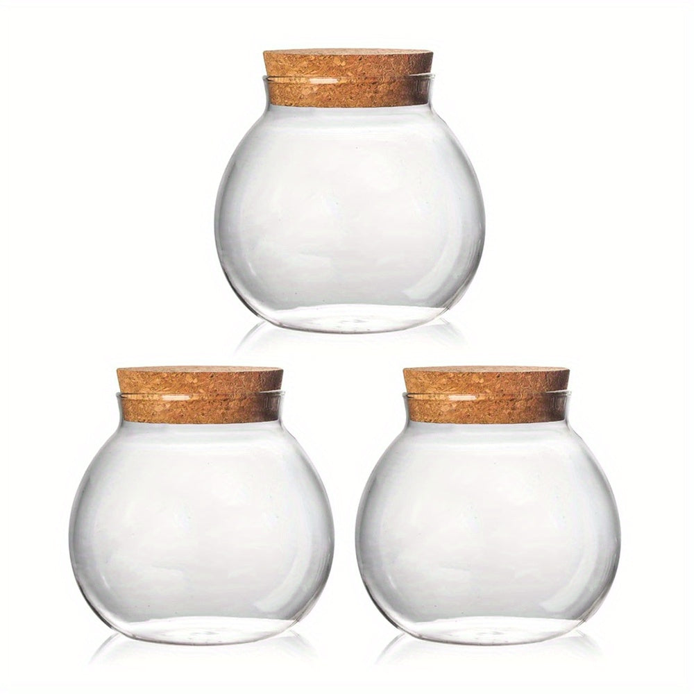 3pcs Glass Food Storage Canister Set with Cork Lids