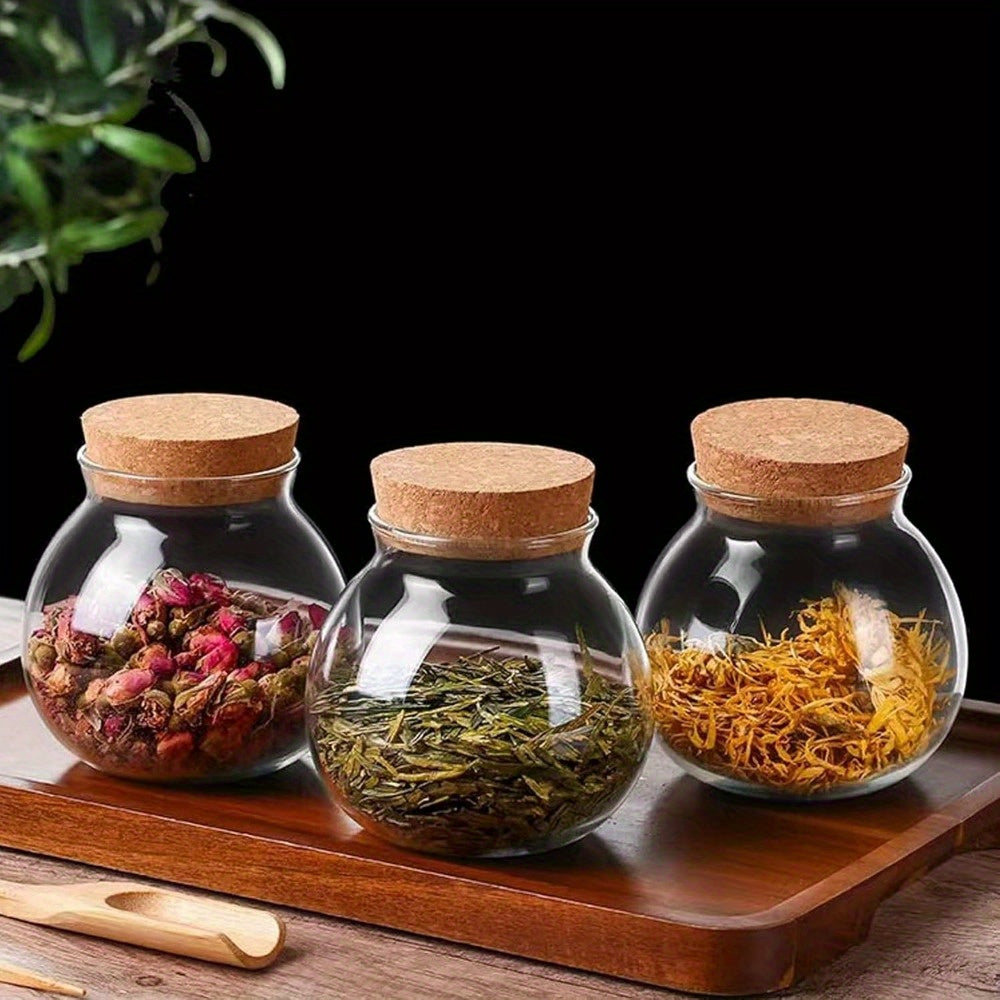 3pcs Glass Food Storage Canister Set with Cork Lids