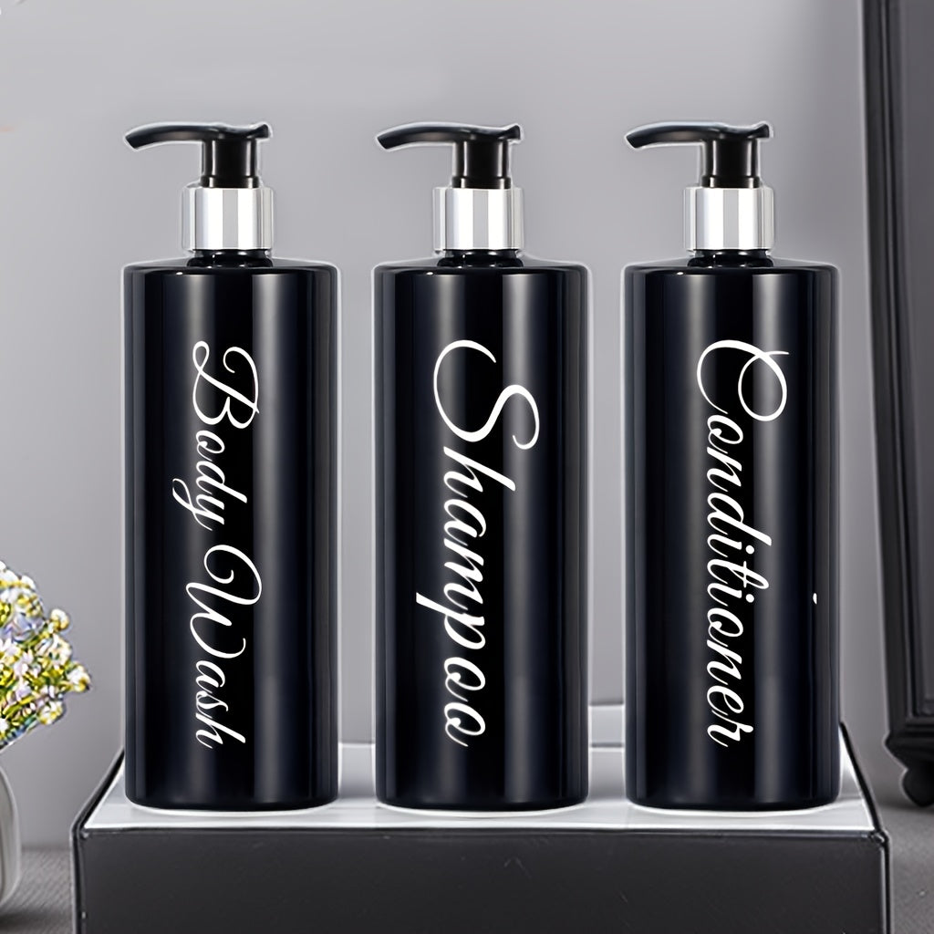 [3pcs Press-type Bathroom Bottles] 3pcs 500ml Bathroom Sub-bottling Bottle Shampoo Body Lotion Empty Bottle Press-type Sub-bottling Bottle Bathroom Dispenser