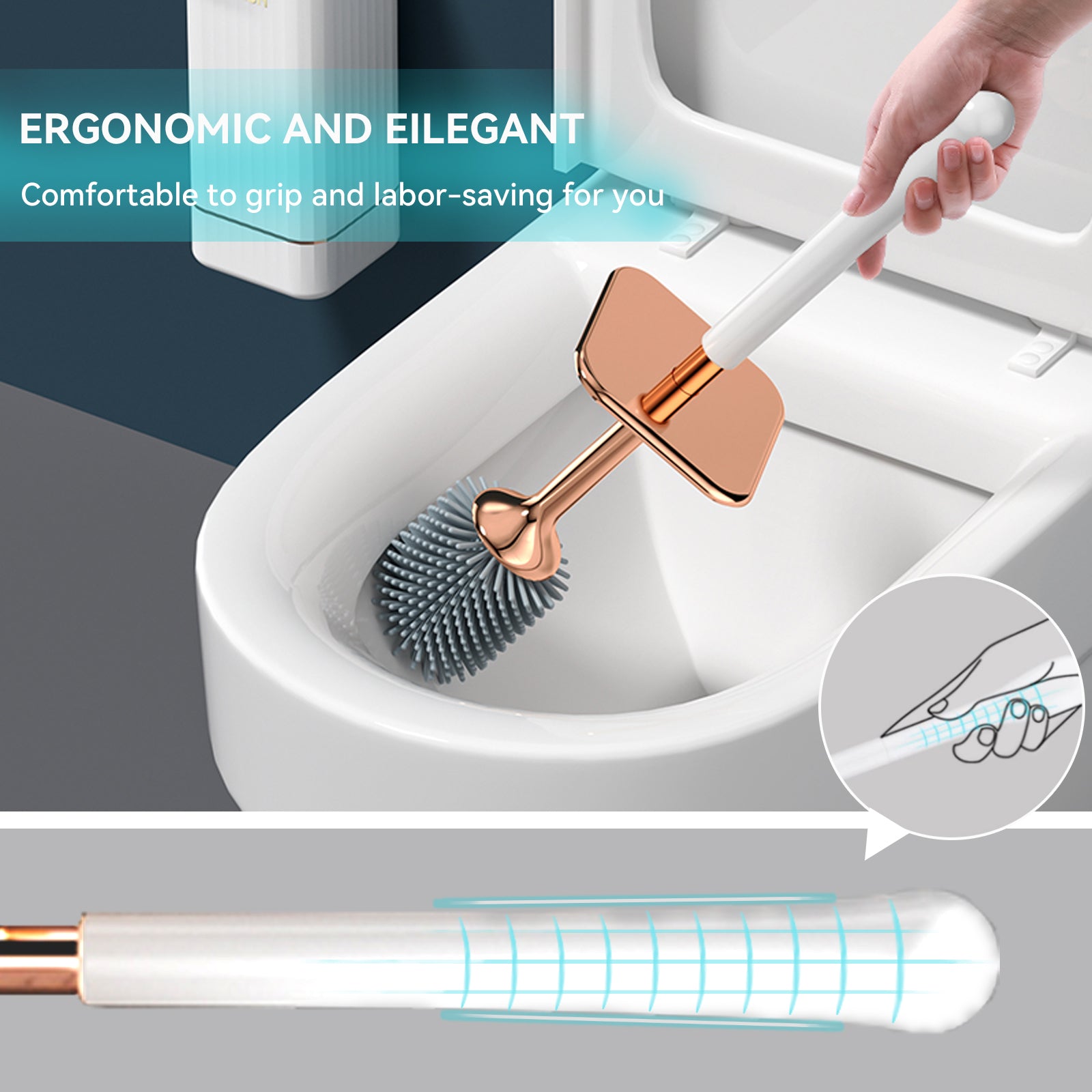 Aokala Silicone Toilet Brush and Holder