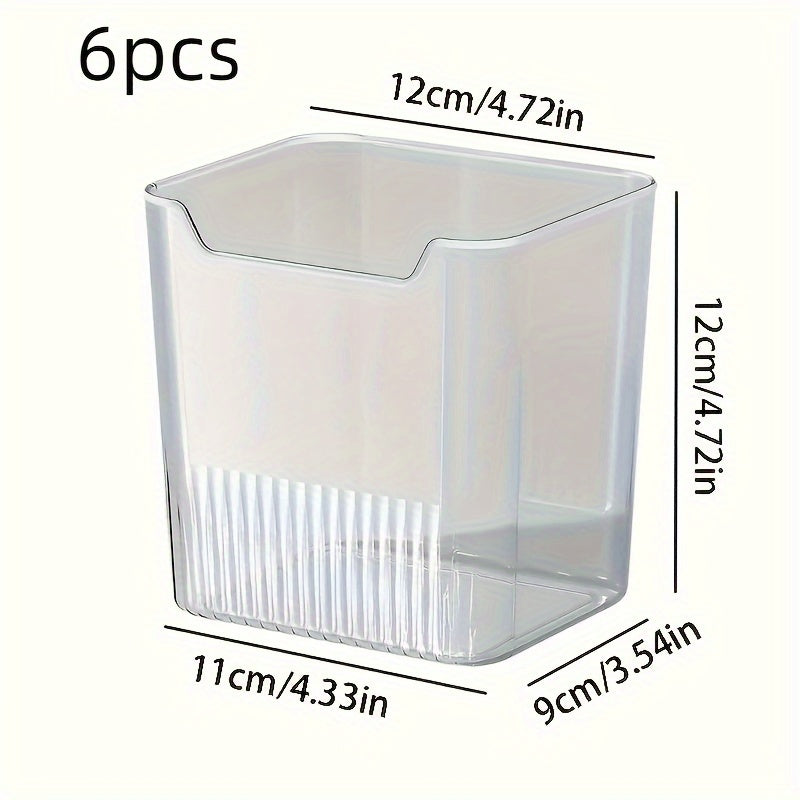 6-Piece Set Clear Plastic Fridge Organizers