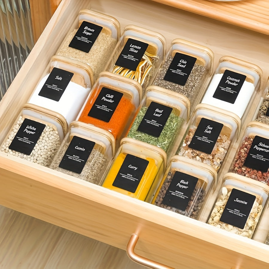 12pcs Square Glass Spice Jars with Bamboo Lids