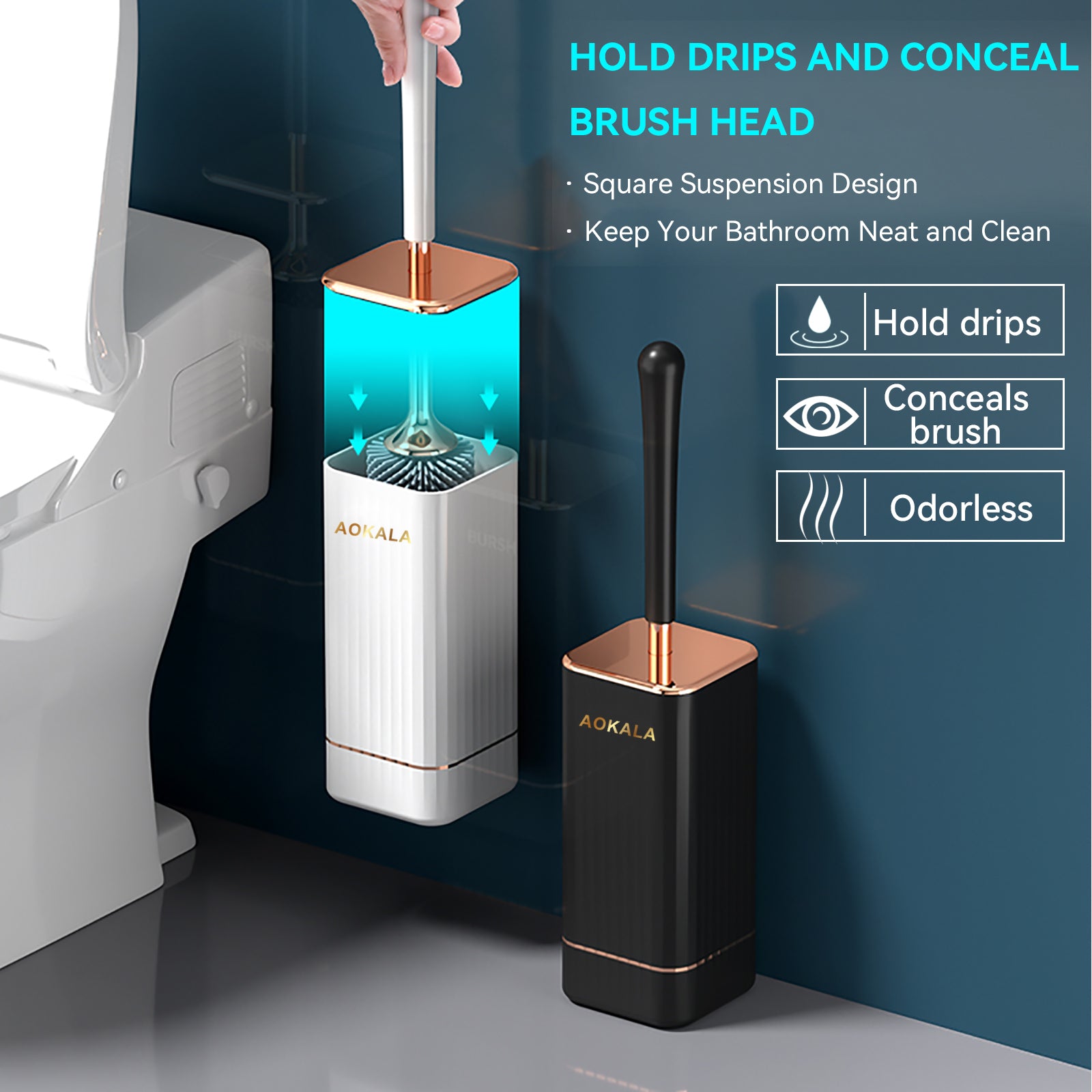 Aokala Silicone Toilet Brush and Holder