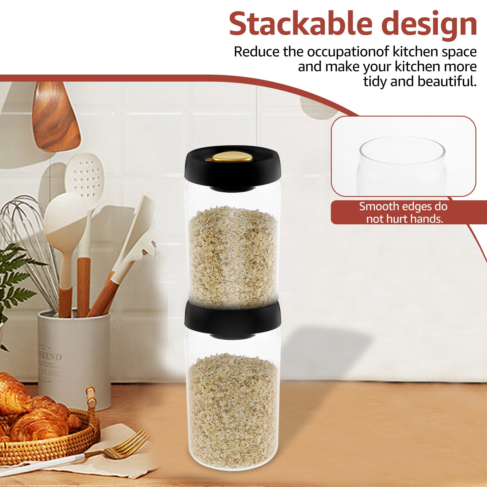 2pcs Vacuum Seal Glass Canisters