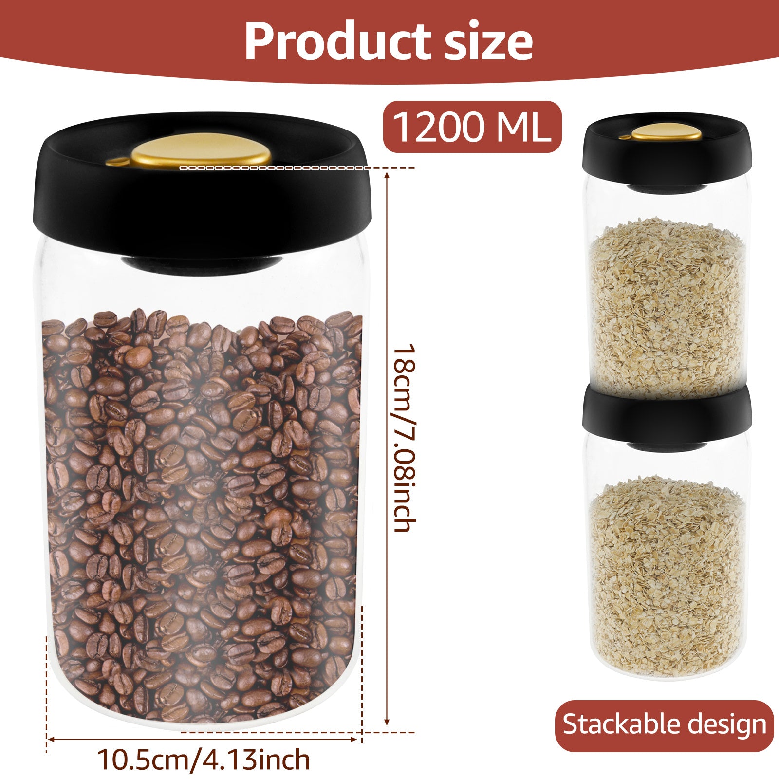 2pcs Vacuum Seal Glass Canisters