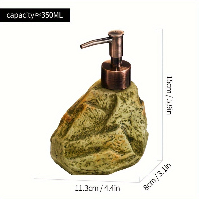 Vintage Stone Design Soap Dispenser Bottle - Refillable, Pump-Action for Lotion, Shower Gel, Shampoo, Conditioner - Ideal for Bathroom, Hotel