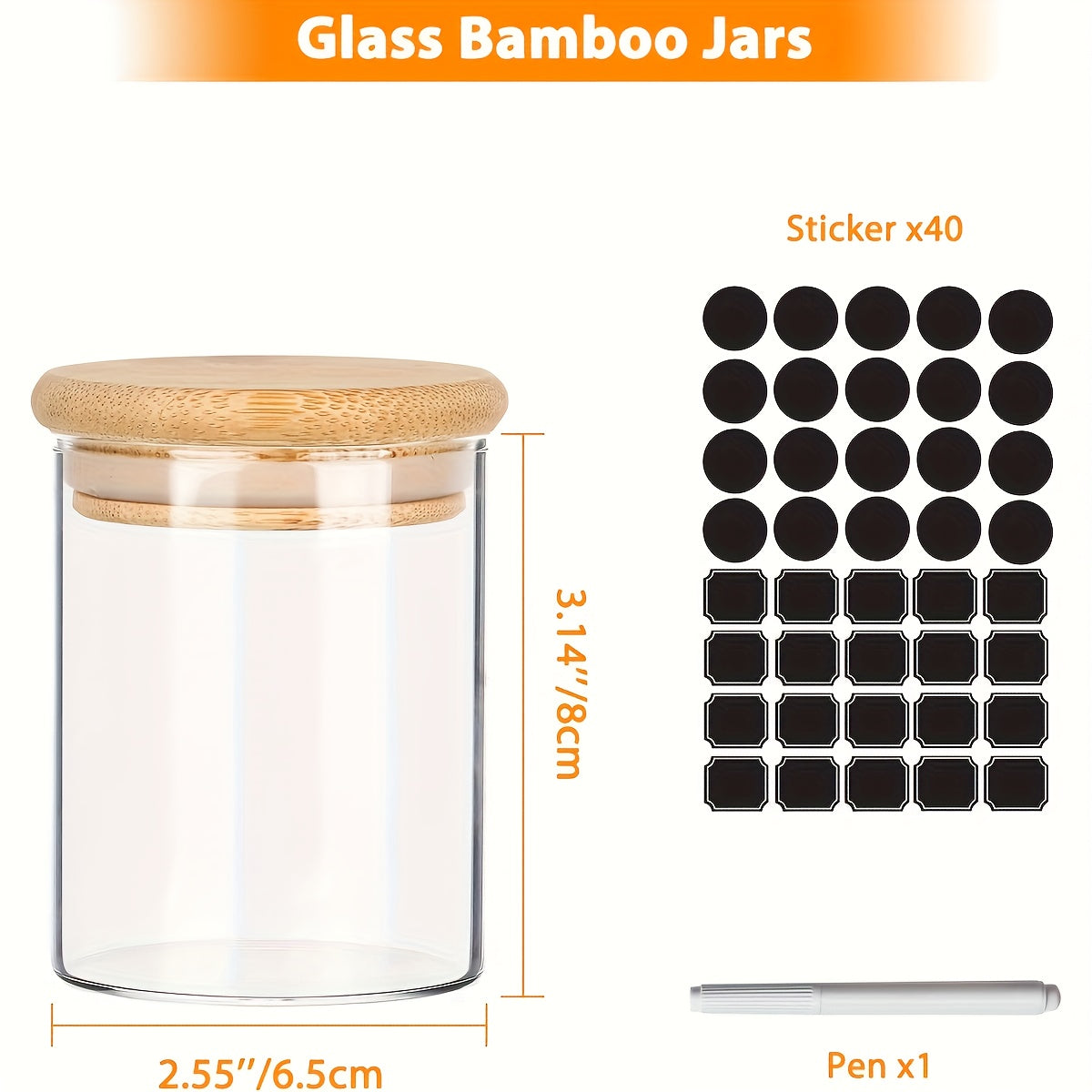 12 Pcs Transparent Glass Spice Containers With Wooden Lids