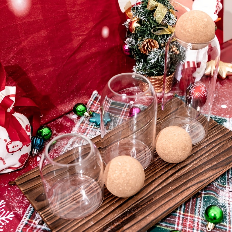 3pcs Glass Canister Set with Cork Ball Lids