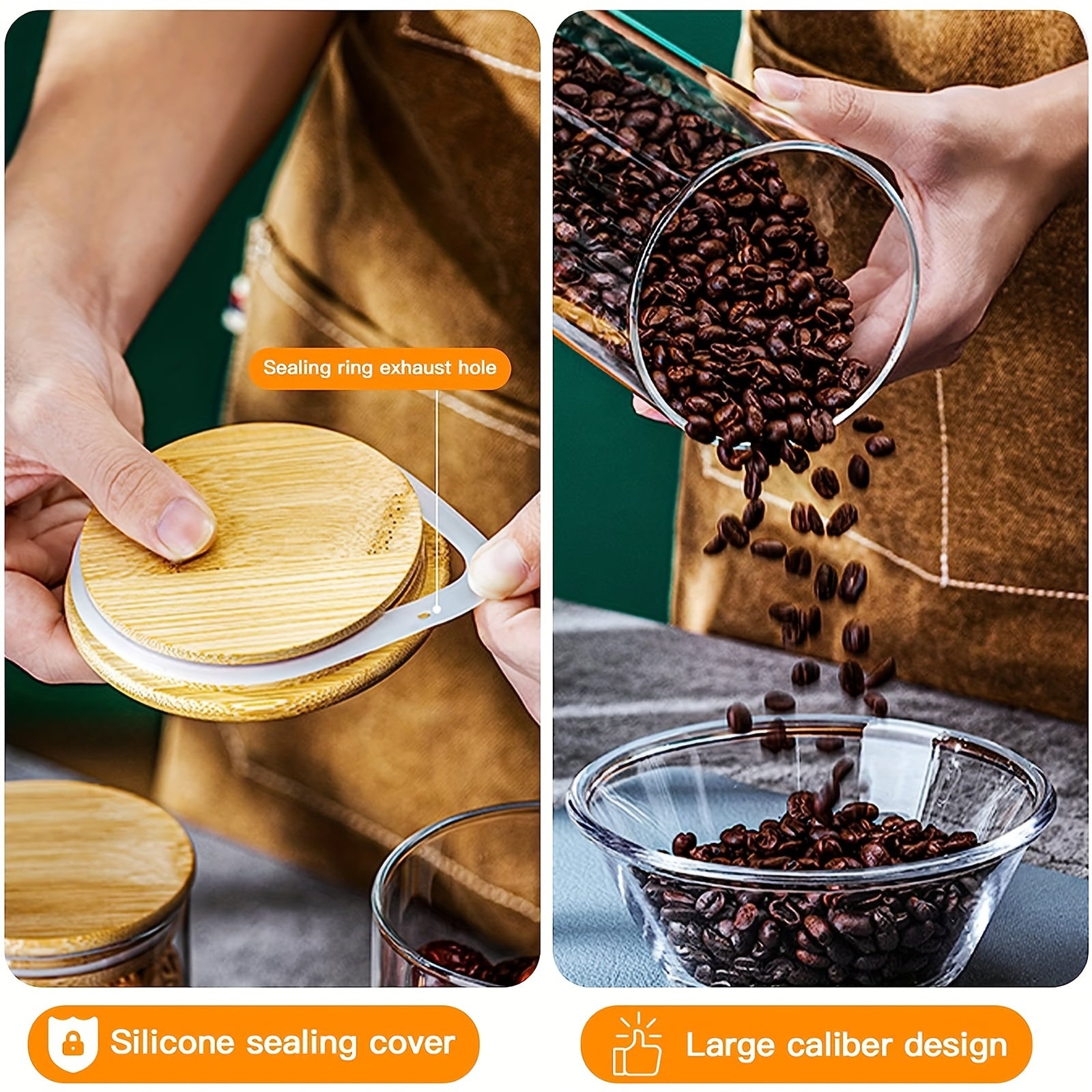 8pcs Glass Food Storage Jars with spoons