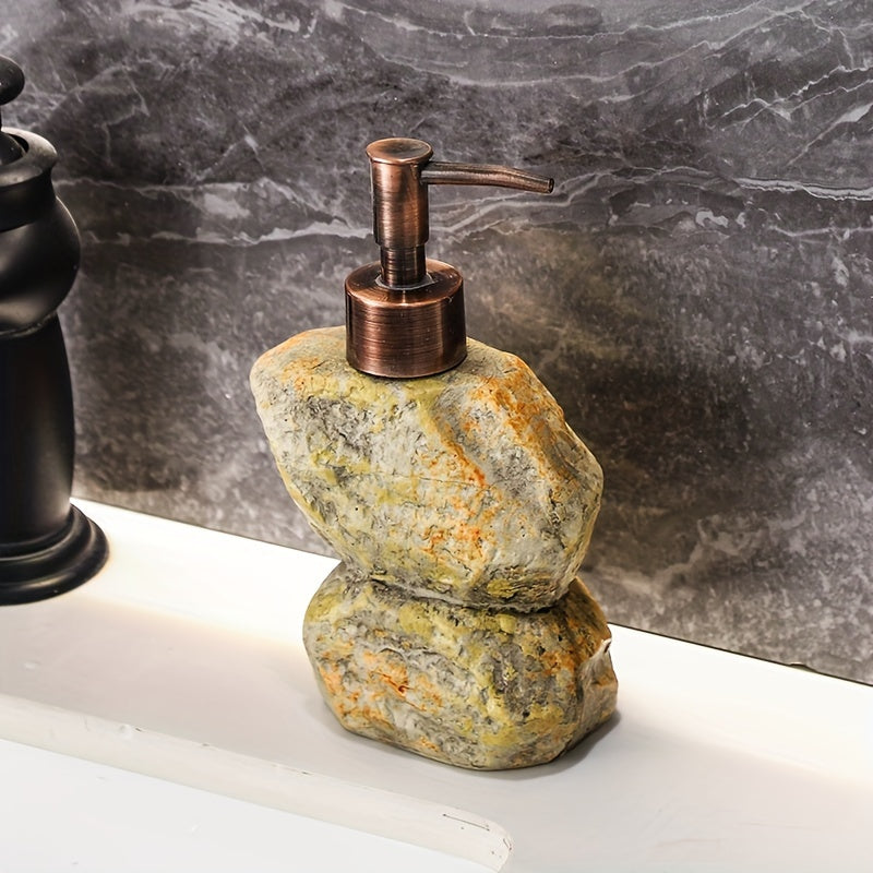 Vintage Stone Design Soap Dispenser Bottle - Refillable, Pump-Action for Lotion, Shower Gel, Shampoo, Conditioner - Ideal for Bathroom, Hotel