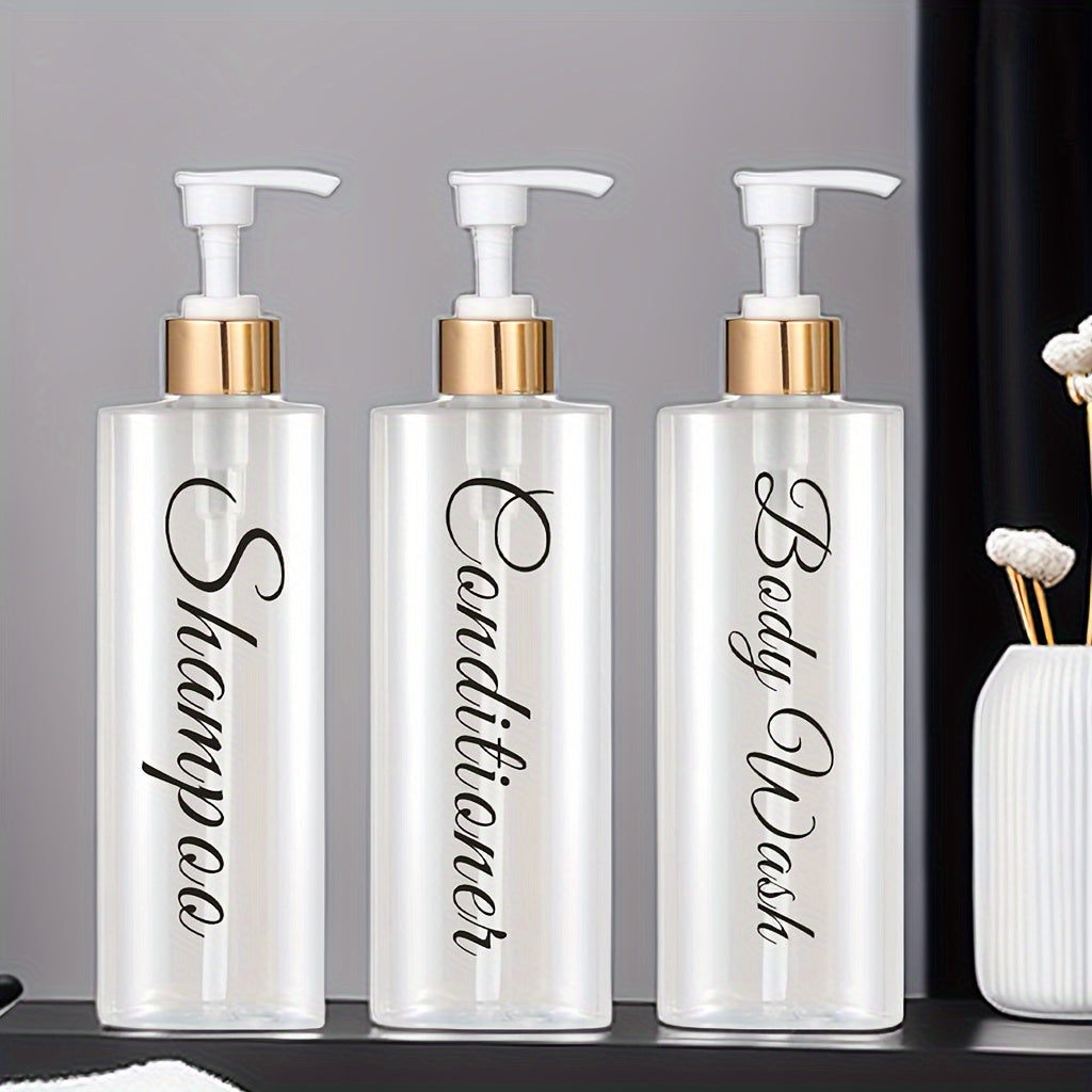 [3pcs Press-type Bathroom Bottles] 3pcs 500ml Bathroom Sub-bottling Bottle Shampoo Body Lotion Empty Bottle Press-type Sub-bottling Bottle Bathroom Dispenser