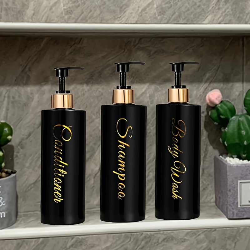 [3pcs Press-type Bathroom Bottles] 3pcs 500ml Bathroom Sub-bottling Bottle Shampoo Body Lotion Empty Bottle Press-type Sub-bottling Bottle Bathroom Dispenser
