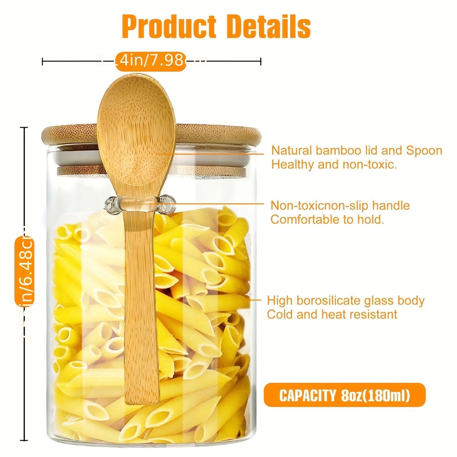 8pcs Glass Food Storage Jars with spoons