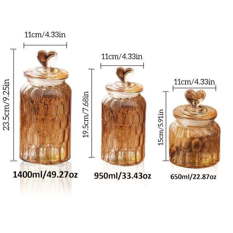 3pcs Airtight Glass Food Storage Jars