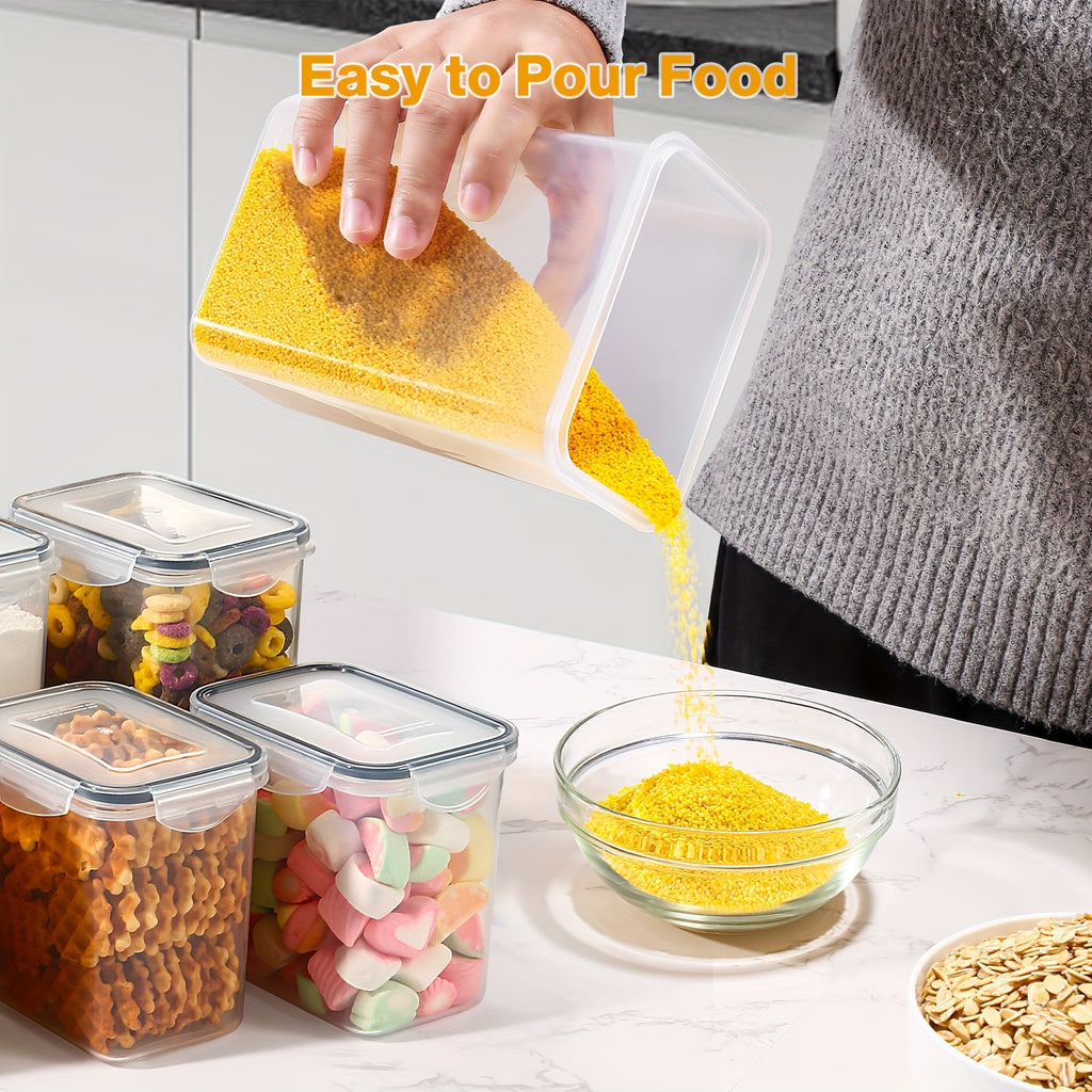 Airtight Food Storage Containers Set of 16, Plastic Cereal Storage Containers with Lids, BPA Free, Kitchen and Pantry Organization for Dry Food, Pasta, Flour & Sugar, with Labels, Marker & Spoon