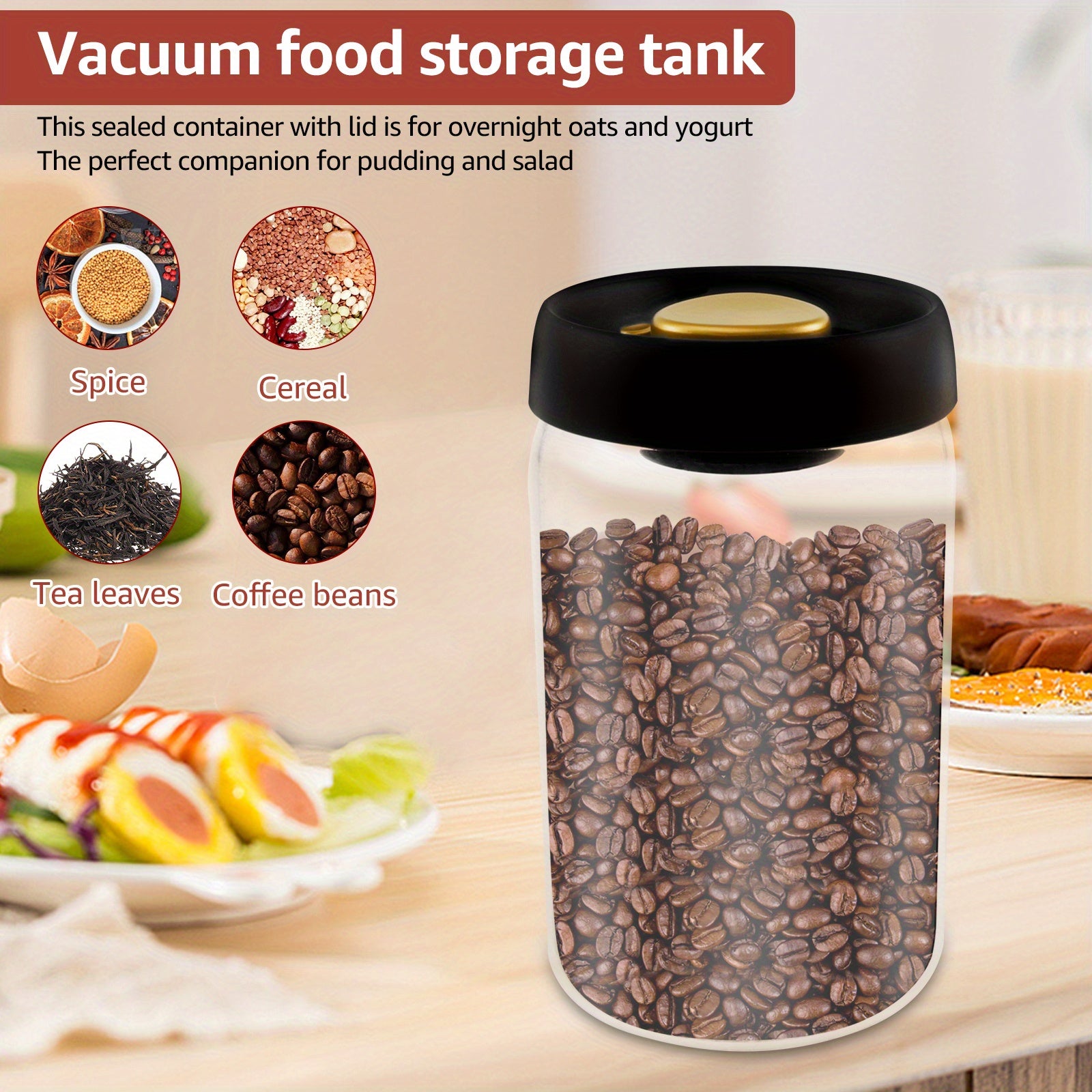 2pcs Vacuum Seal Glass Canisters