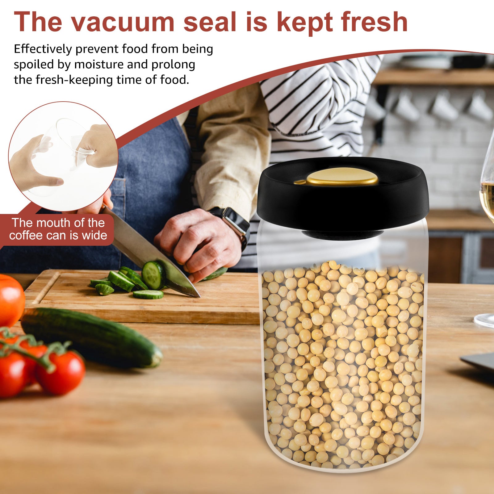 2pcs Vacuum Seal Glass Canisters