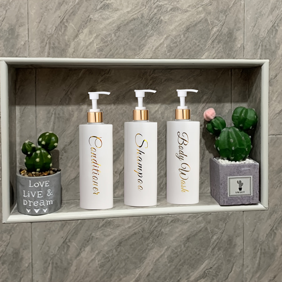 [3pcs Press-type Bathroom Bottles] 3pcs 500ml Bathroom Sub-bottling Bottle Shampoo Body Lotion Empty Bottle Press-type Sub-bottling Bottle Bathroom Dispenser