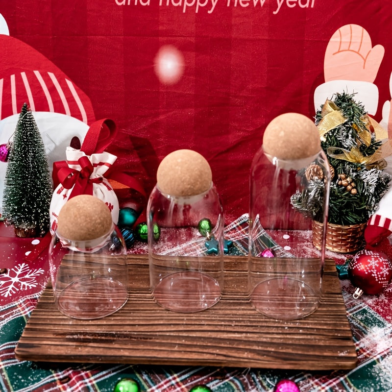 3pcs Glass Canister Set with Cork Ball Lids