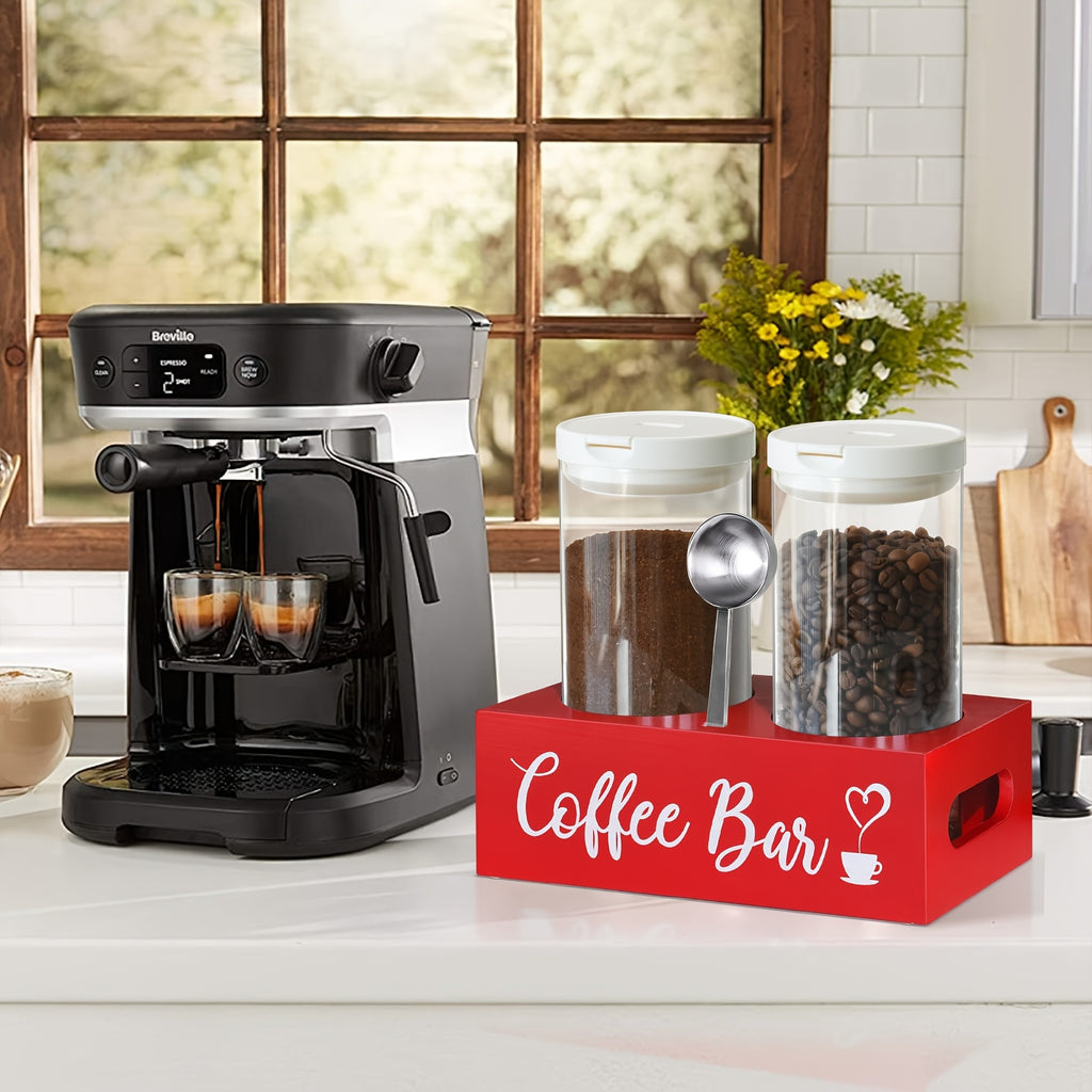 Glass Storage Jars with Spoon, Glass Coffee Bean Storage Containers, Airtight Sealed Jar Canisters Bamboo Lids with Scoop for Coffee Bean, Ground Coffee, Brown Sugar, Nuts, Loose Tea