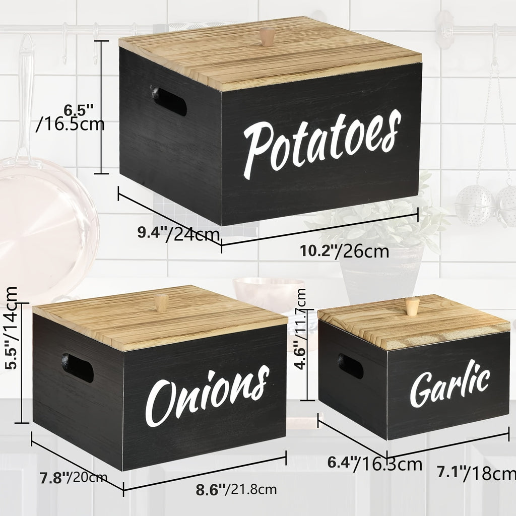 3pcs Wooden Kitchen Canister Set with Lids