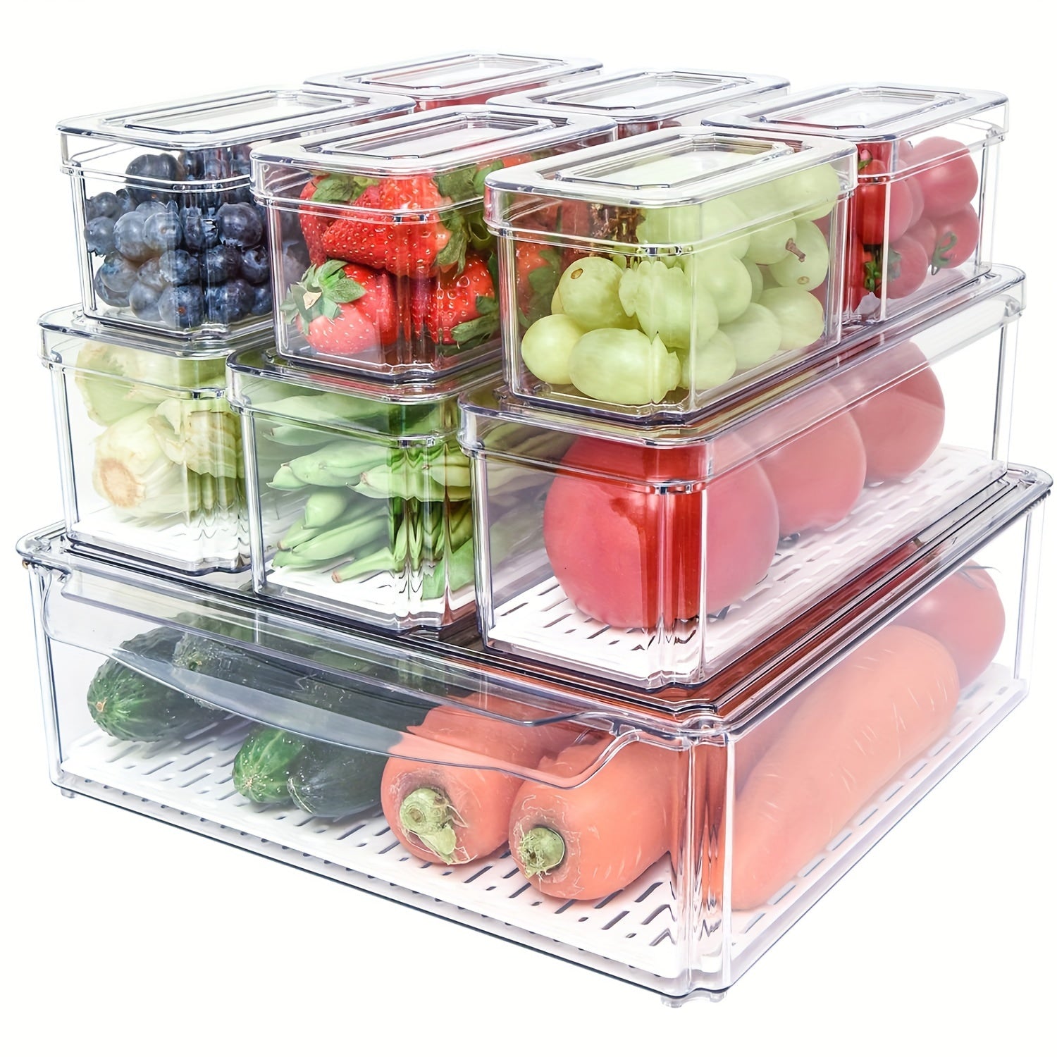10 Pcs Stackable Fridge Organizer Bins