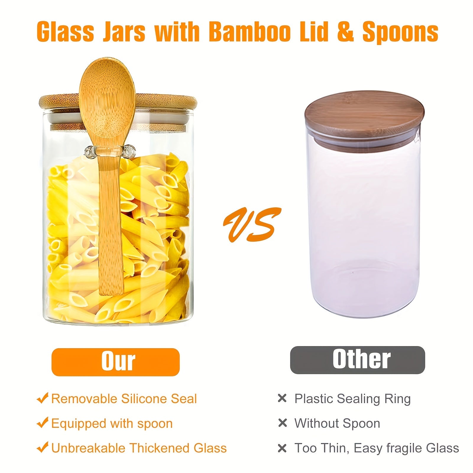 8pcs Glass Food Storage Jars with spoons