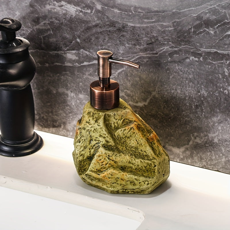 Vintage Stone Design Soap Dispenser Bottle - Refillable, Pump-Action for Lotion, Shower Gel, Shampoo, Conditioner - Ideal for Bathroom, Hotel