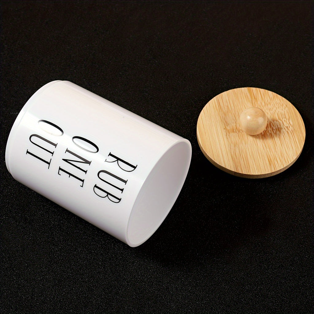 [4pcs Boho Chic Swab Holder Set] 4pcs Boho Chic Swab Holder Set with Lids - 10oz White Plastic Canisters for Bathroom Organization, Perfect for Swabs, Balls, Pads & Floss, Storage Accessories, Vanity Essential Containers