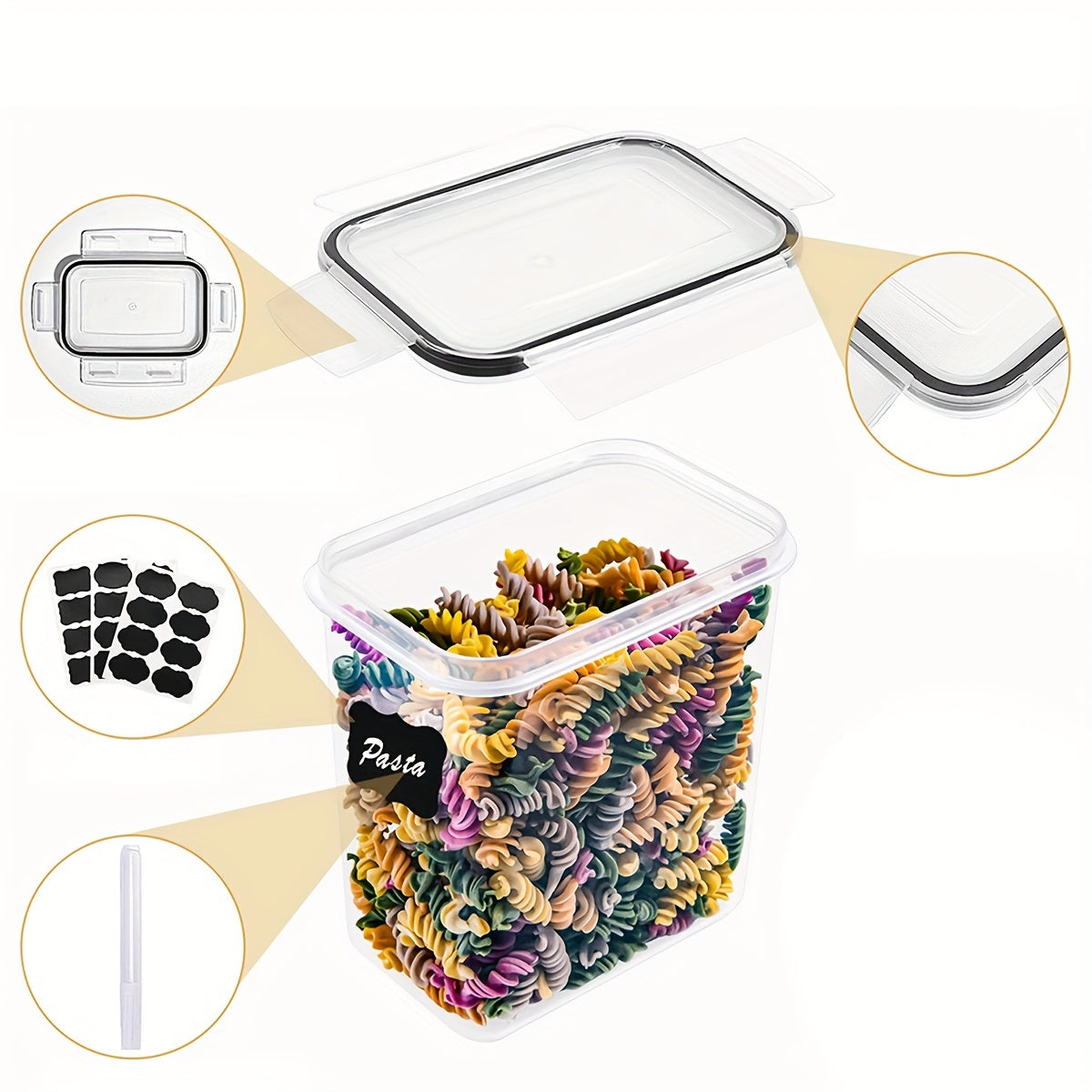 24pcs Large Capacity Airtight Food Storage Containers with Lids - BPA-Free, Dishwasher Safe, Labeled, and Marked - Perfect for Organizing and Storing Dry Food, Grains, Pasta, Flour, Sugar, and Lactose-Free Products