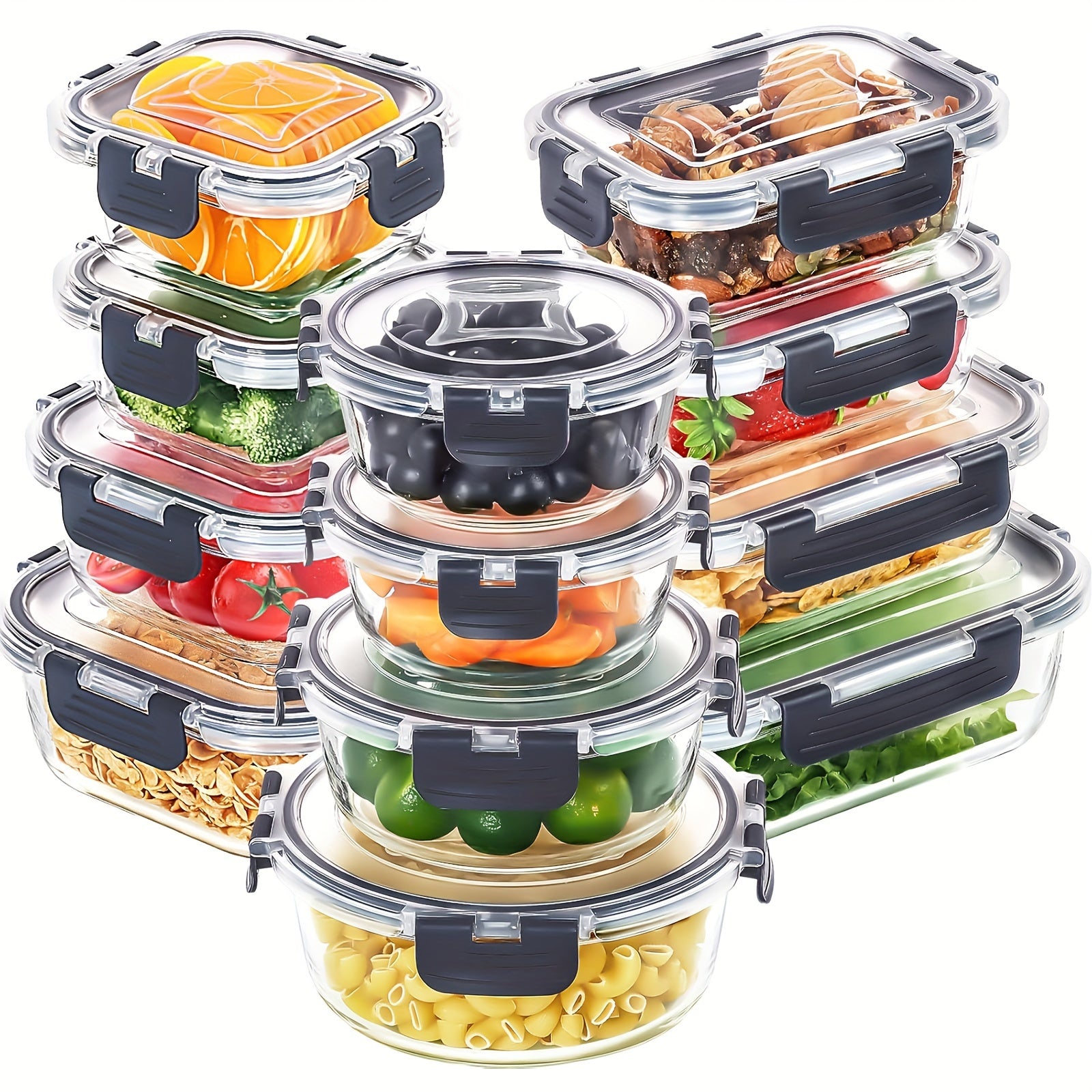 12pcs Glass Food Storage Container with Lid