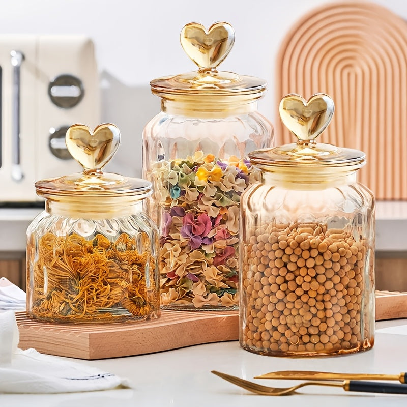 3pcs Airtight Glass Food Storage Jars