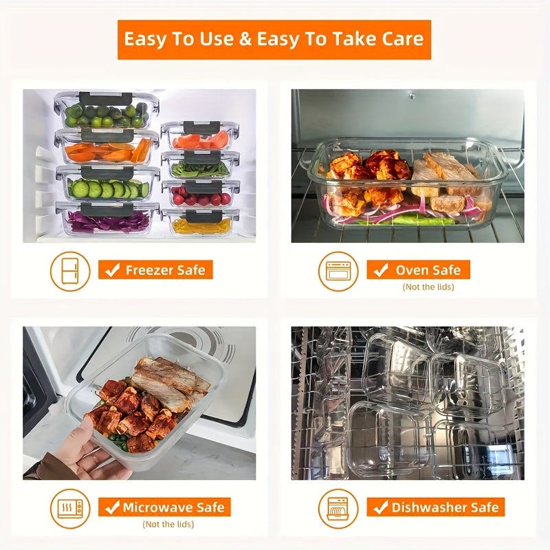 10pcs Glass Food Storage Containers With Lids