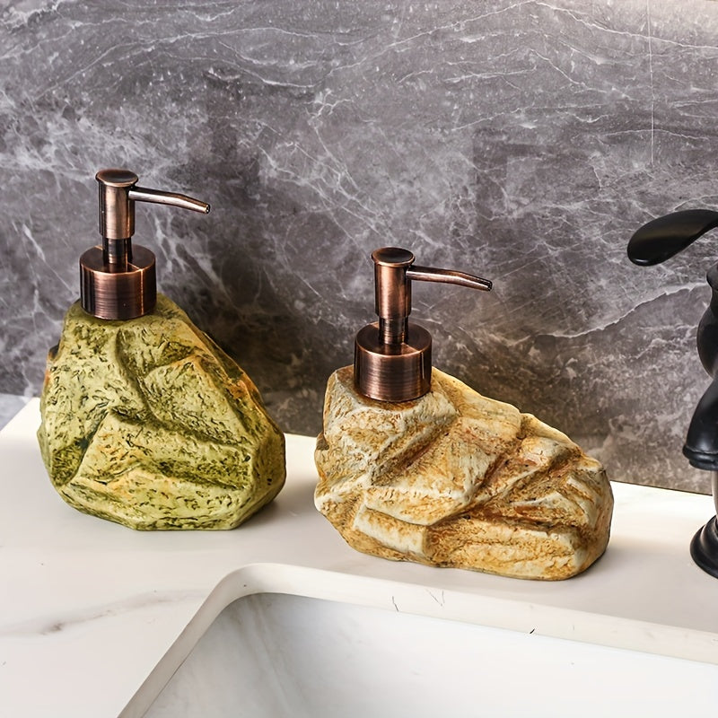 Vintage Stone Design Soap Dispenser Bottle - Refillable, Pump-Action for Lotion, Shower Gel, Shampoo, Conditioner - Ideal for Bathroom, Hotel