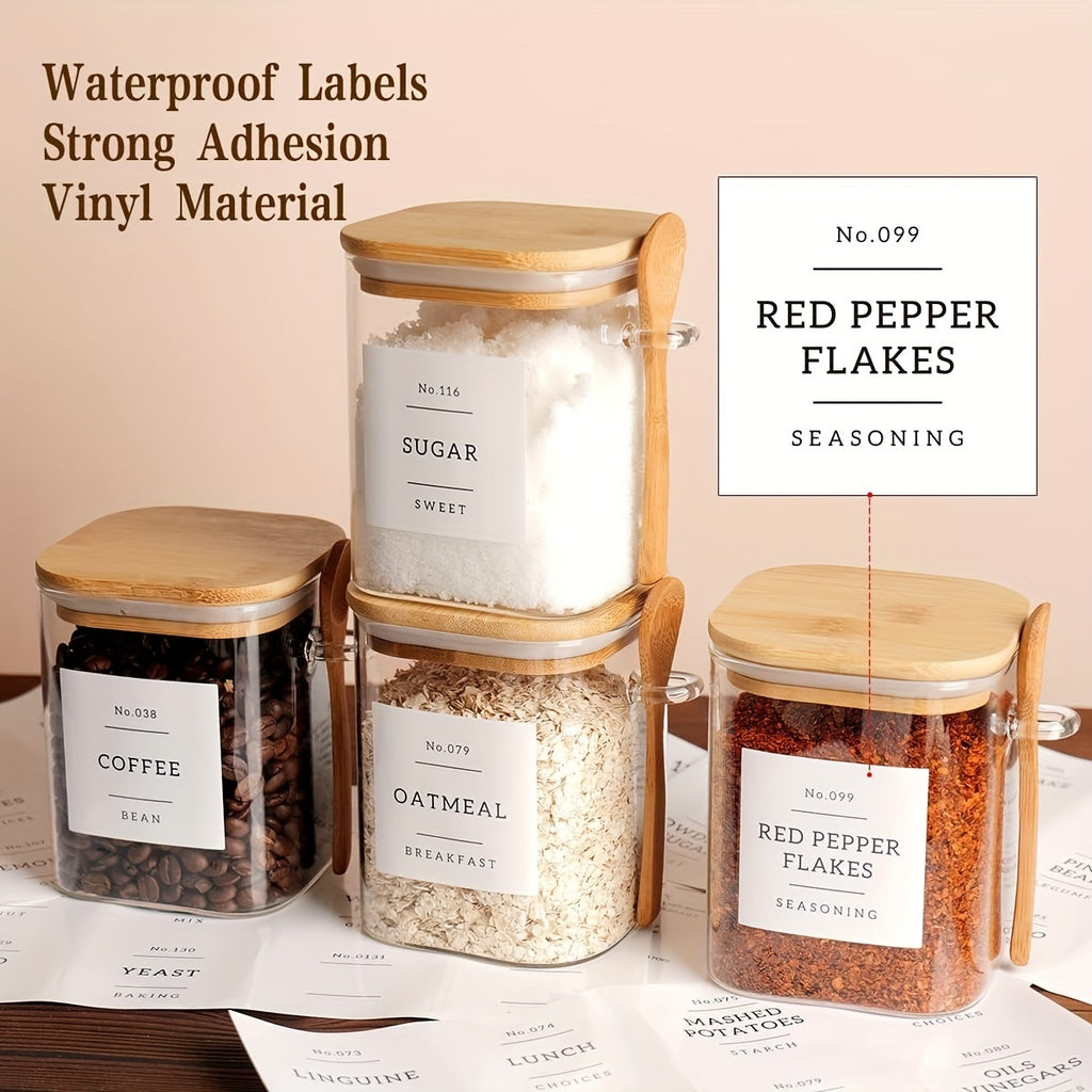 4 piece Square Glass Jar With Bamboo Lid And Spoon