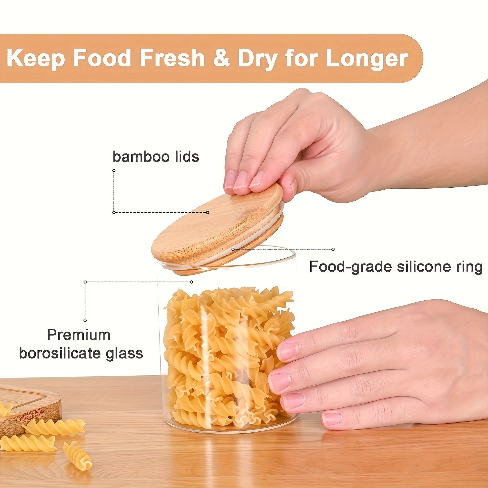 6 PCS Glass Jars with Bamboo Lids