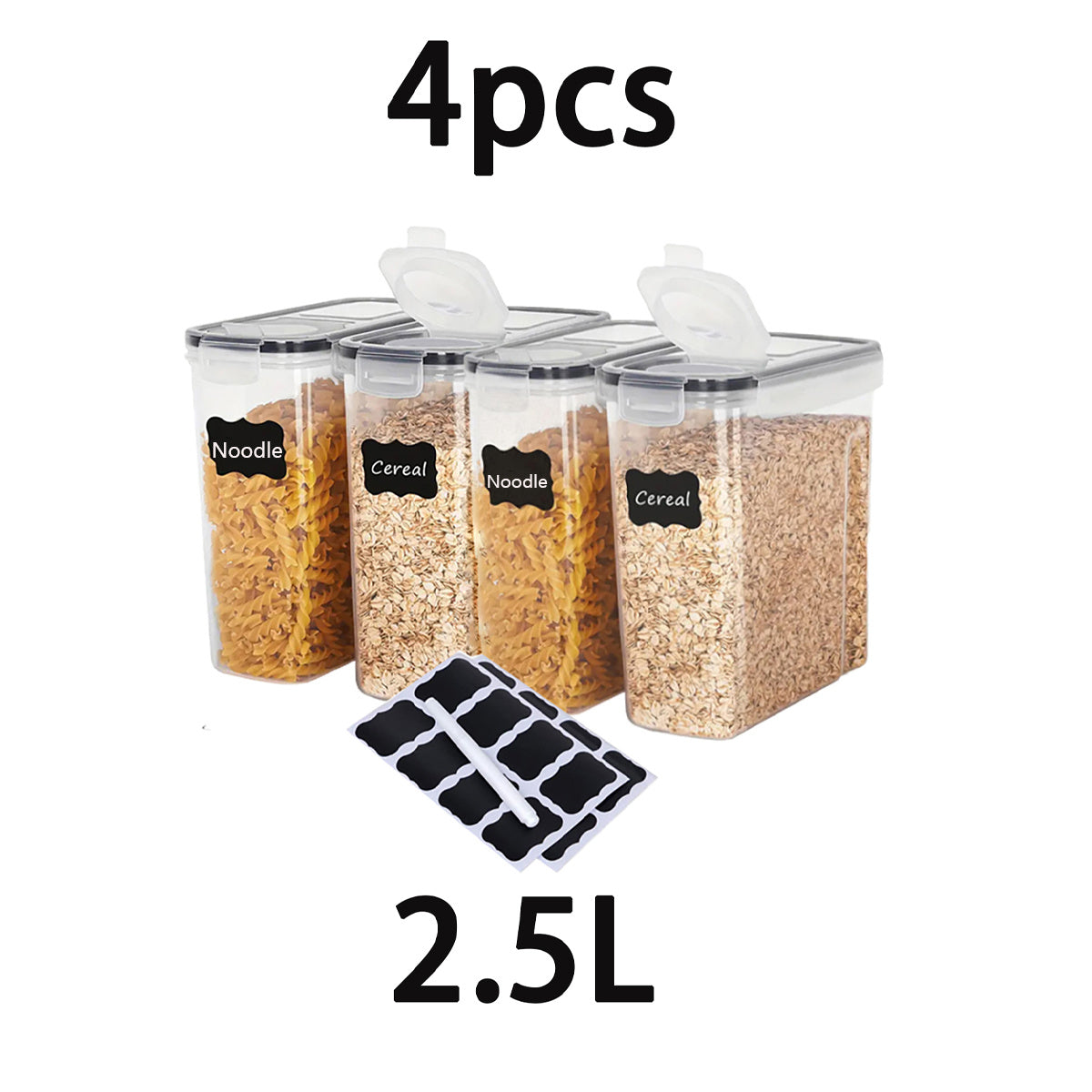 4pcs Air-tight Food Storage Containers with Labels