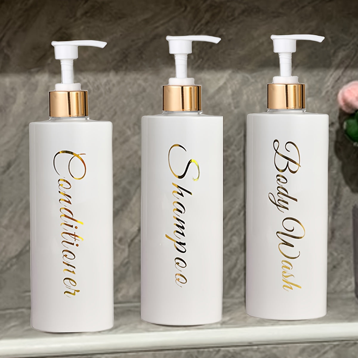 [3pcs Press-type Bathroom Bottles] 3pcs 500ml Bathroom Sub-bottling Bottle Shampoo Body Lotion Empty Bottle Press-type Sub-bottling Bottle Bathroom Dispenser