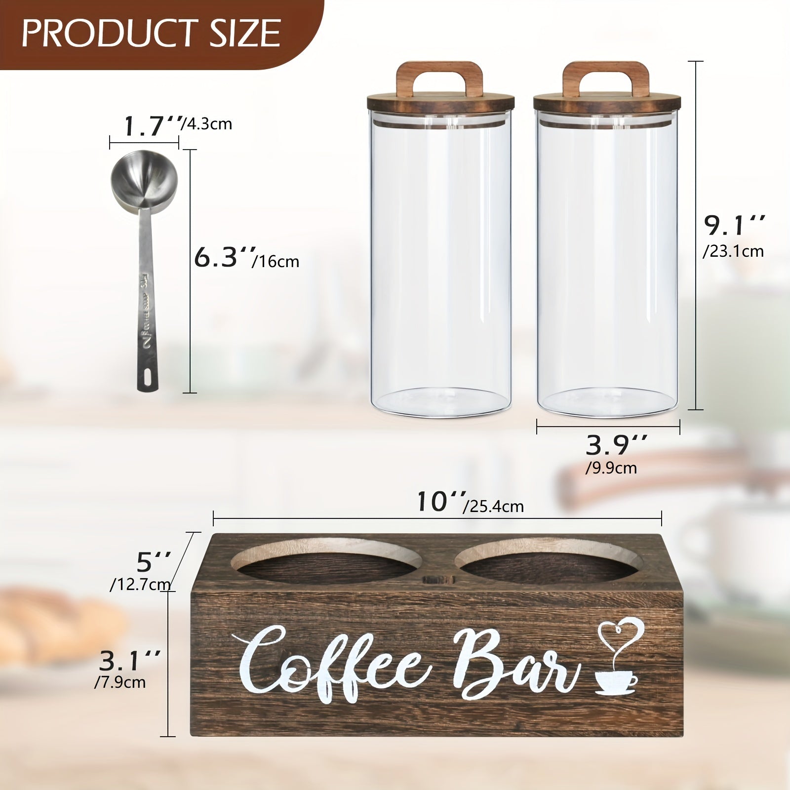 Glass Storage Jars with Spoon, Glass Coffee Bean Storage Containers, Airtight Sealed Jar Canisters Bamboo Lids with Scoop for Coffee Bean, Ground Coffee, Brown Sugar, Nuts, Loose Tea