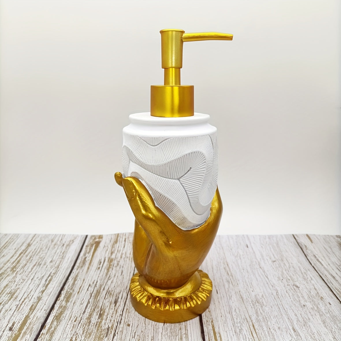 Elegant Golden Fingerprint Resin Soap Dispenser