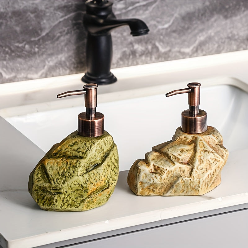 Vintage Stone Design Soap Dispenser Bottle - Refillable, Pump-Action for Lotion, Shower Gel, Shampoo, Conditioner - Ideal for Bathroom, Hotel